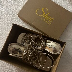 Shoe Land Gold Women's Heels